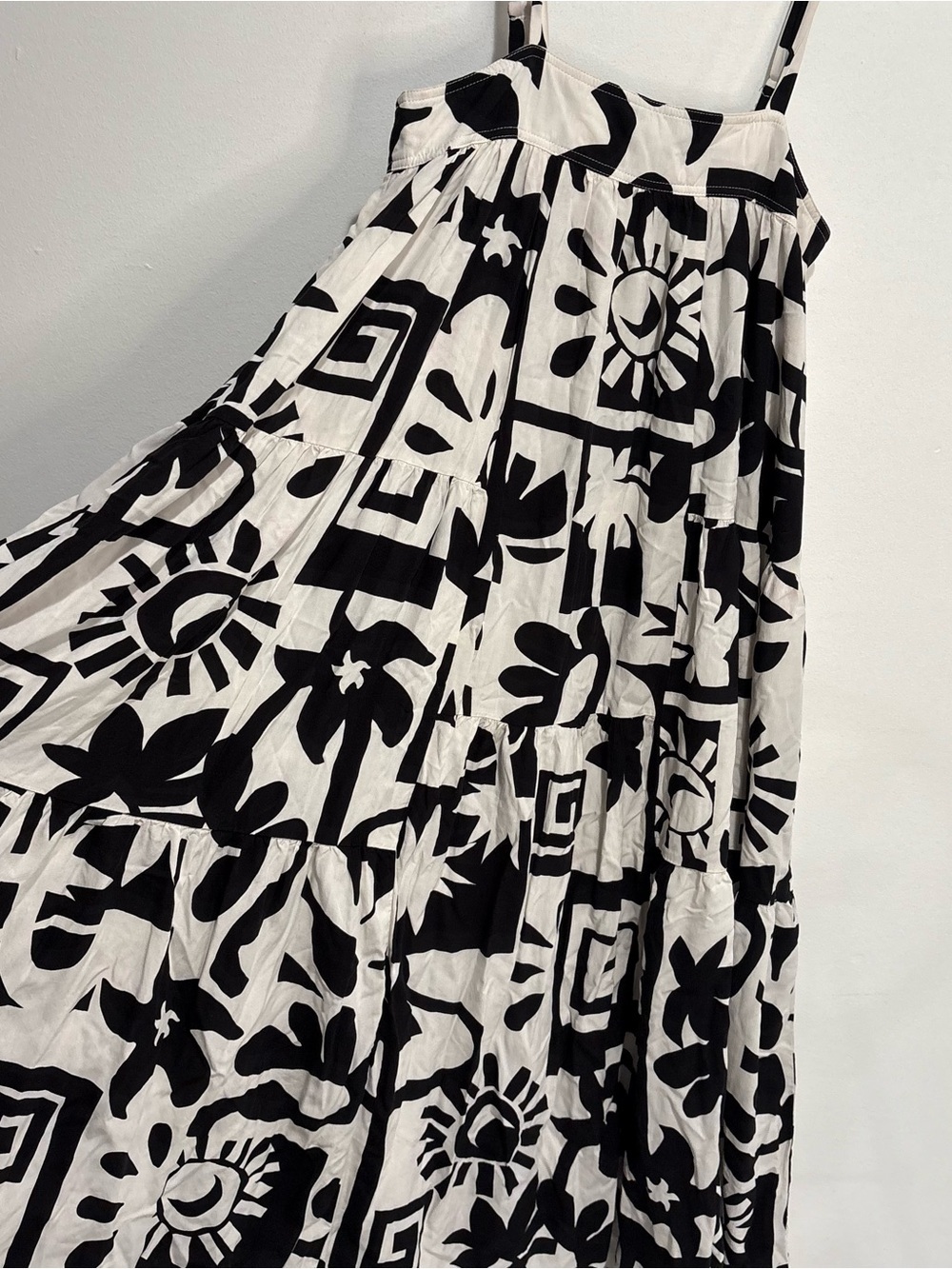 Abel the Label Black & Off White Abstract Print Spaghetti Strap Maxi Dress - Picture 2 of 6